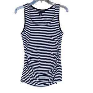 White House Black Market White Black Striped Ruched Tank Top Maternity X Small